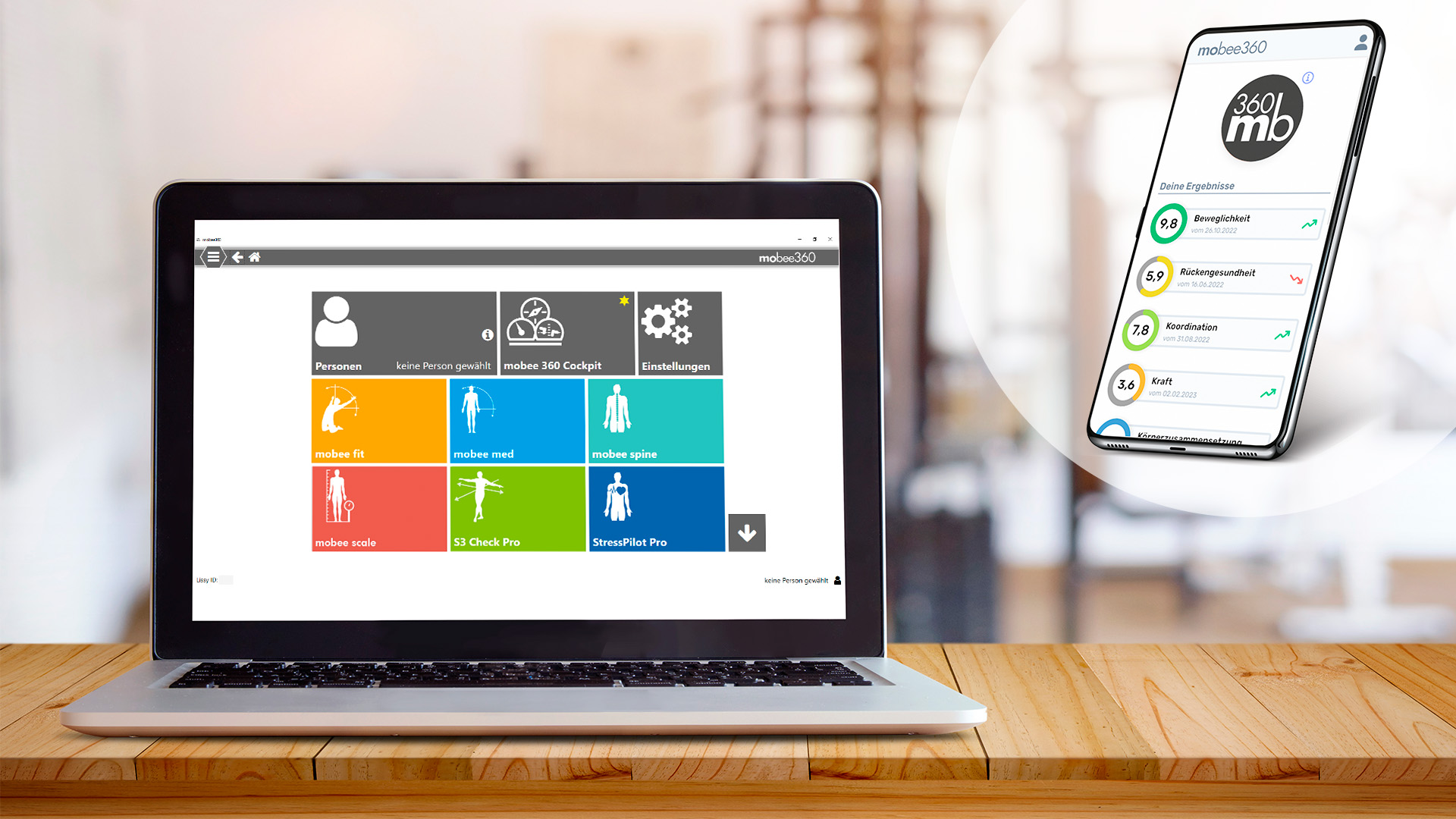 mobee 360 Laptop und Handy mit Ergebnissen