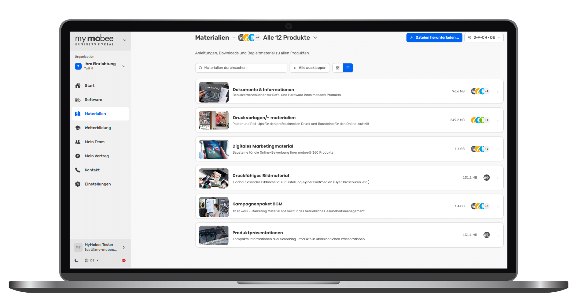 Materialien im Business Portal